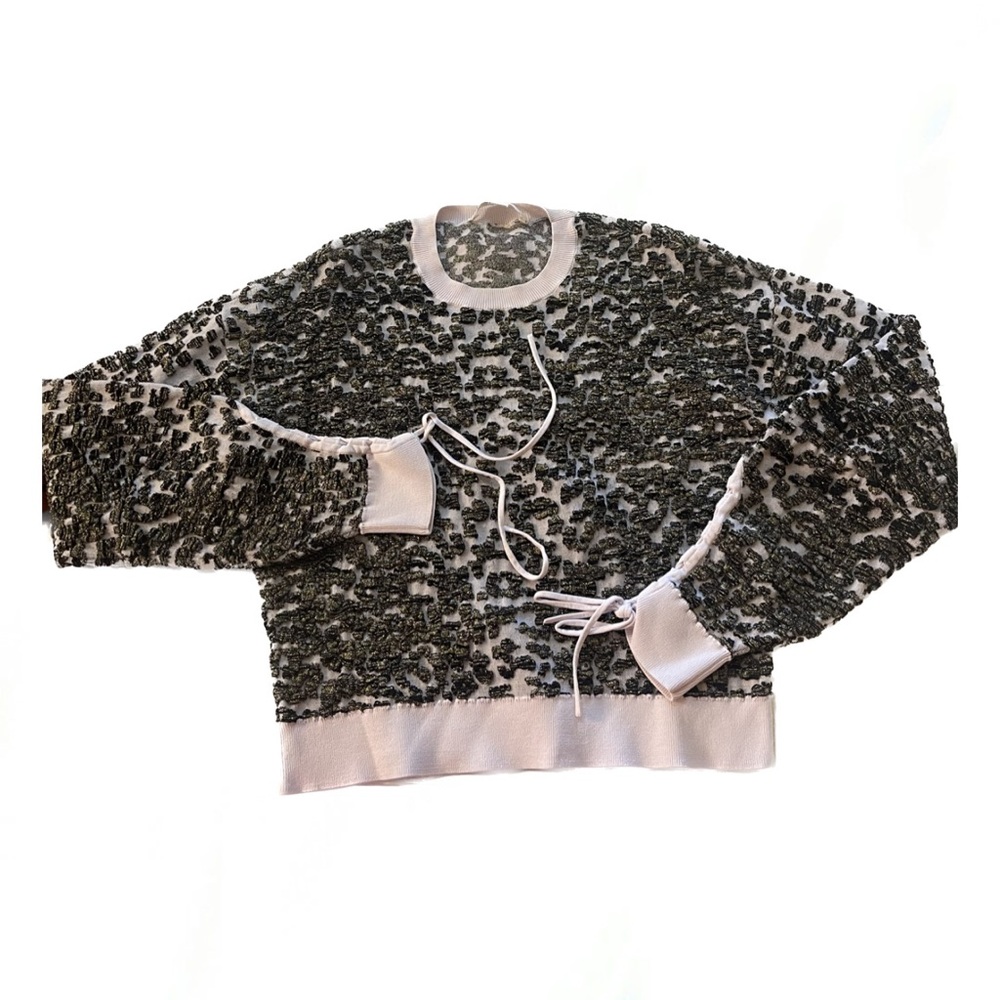 Jonathan Simkhai - Glitter Cropped Sweater Animal Print